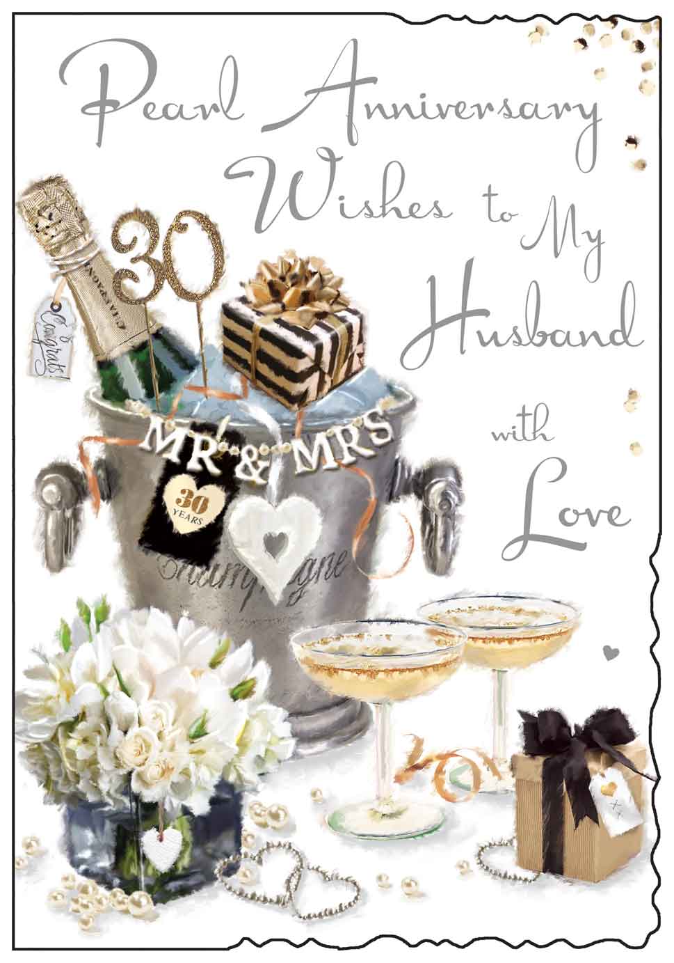 Husband 30th Wedding Anniversary Card - Champagne Toast To Us