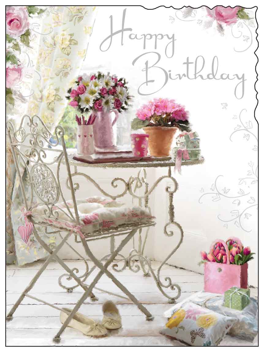 Birthday Card - A Pretty Floral Room