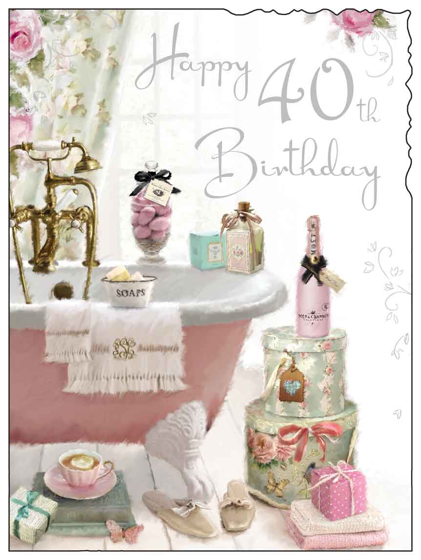40th Birthday Card - Pampered With Champagne