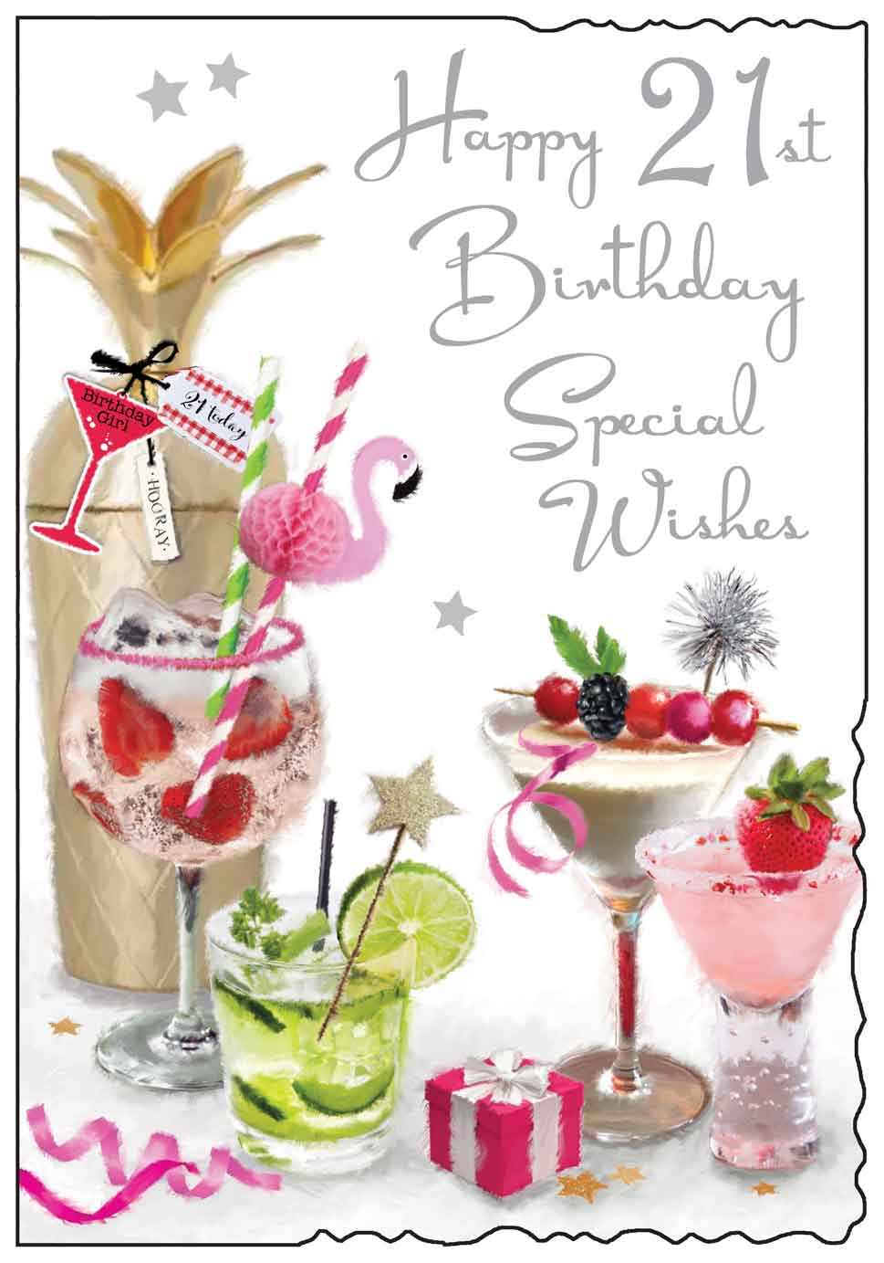 21st Birthday Card - Spoilt For Choice Pretty Cocktails