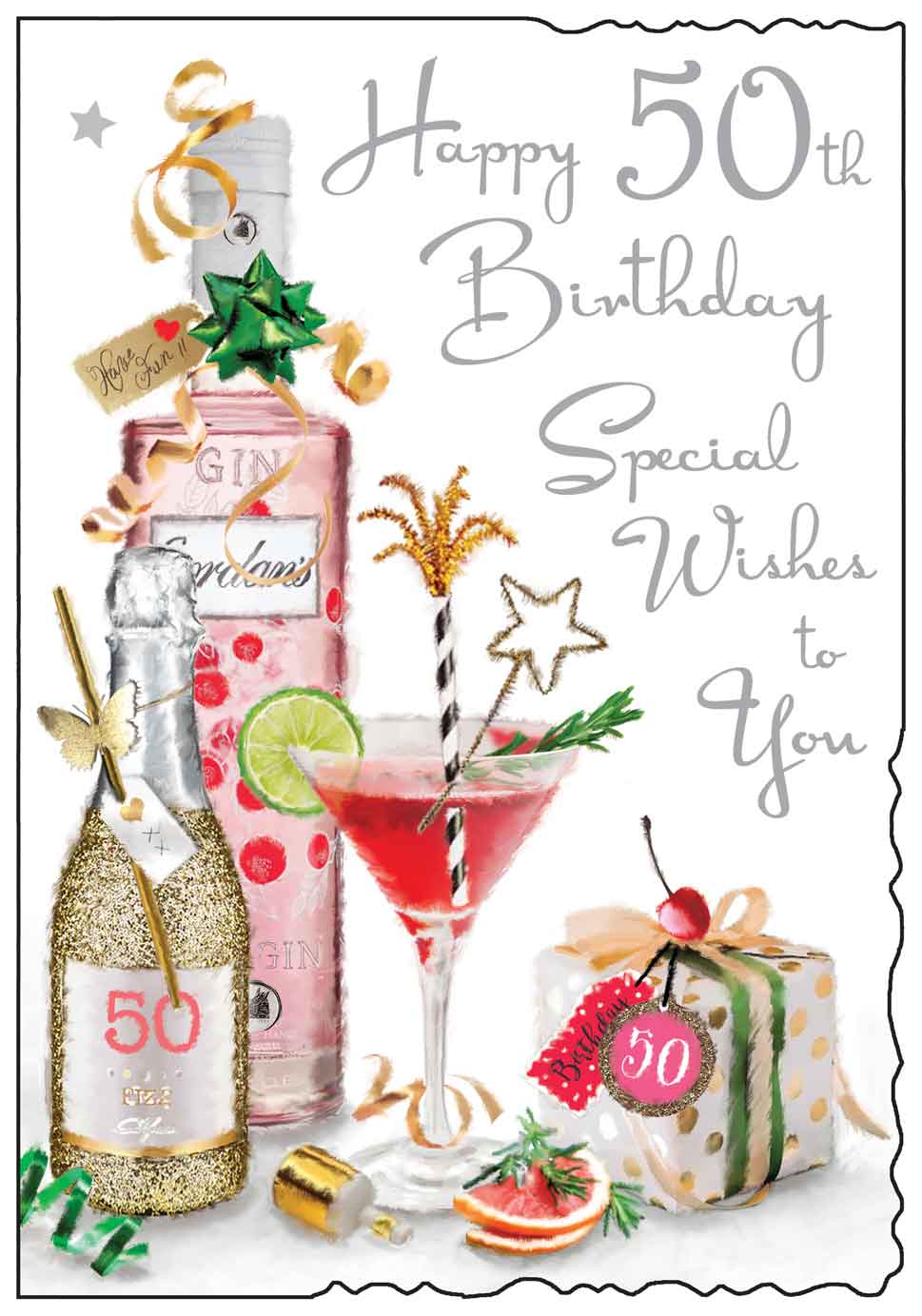 50th Birthday Card - A Choice Of Cocktails To Celebrate