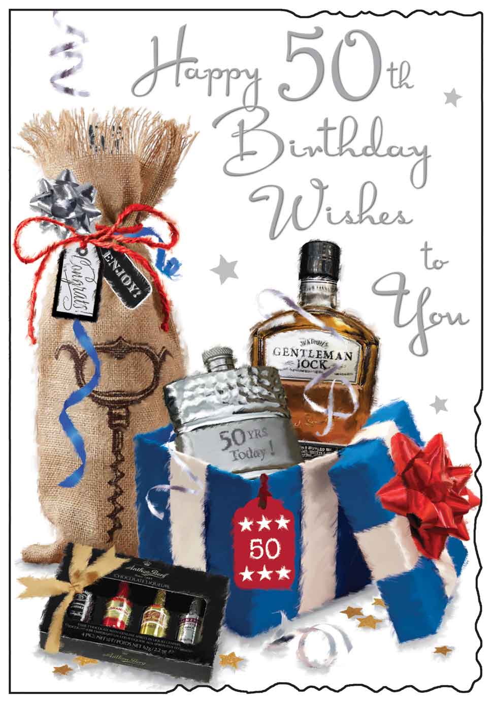 50th Birthday Card - Celebrating With Fine Spirits