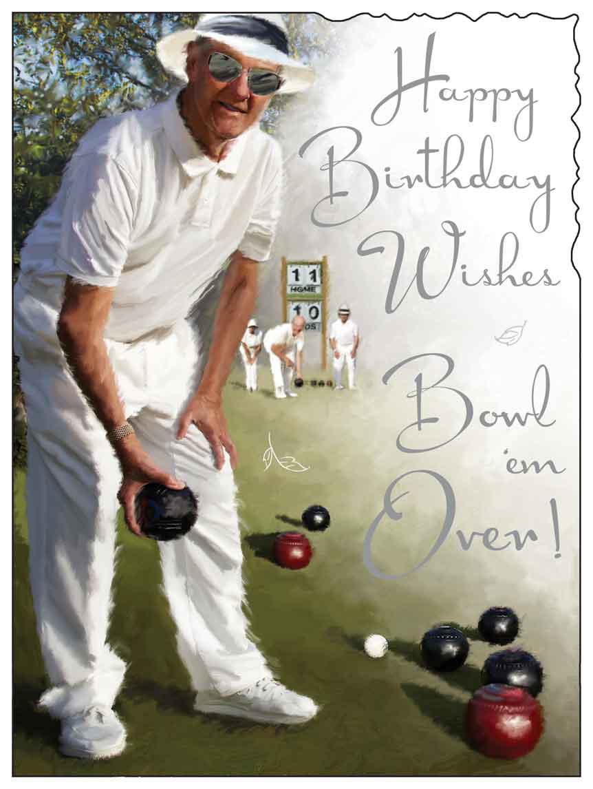 Birthday Card - Lawn Bowling In Action