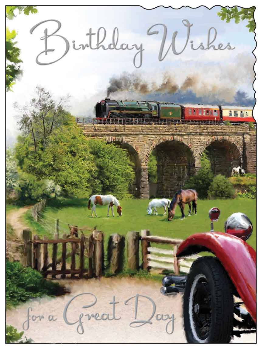 Birthday Card - Steam Train On A Viaduct