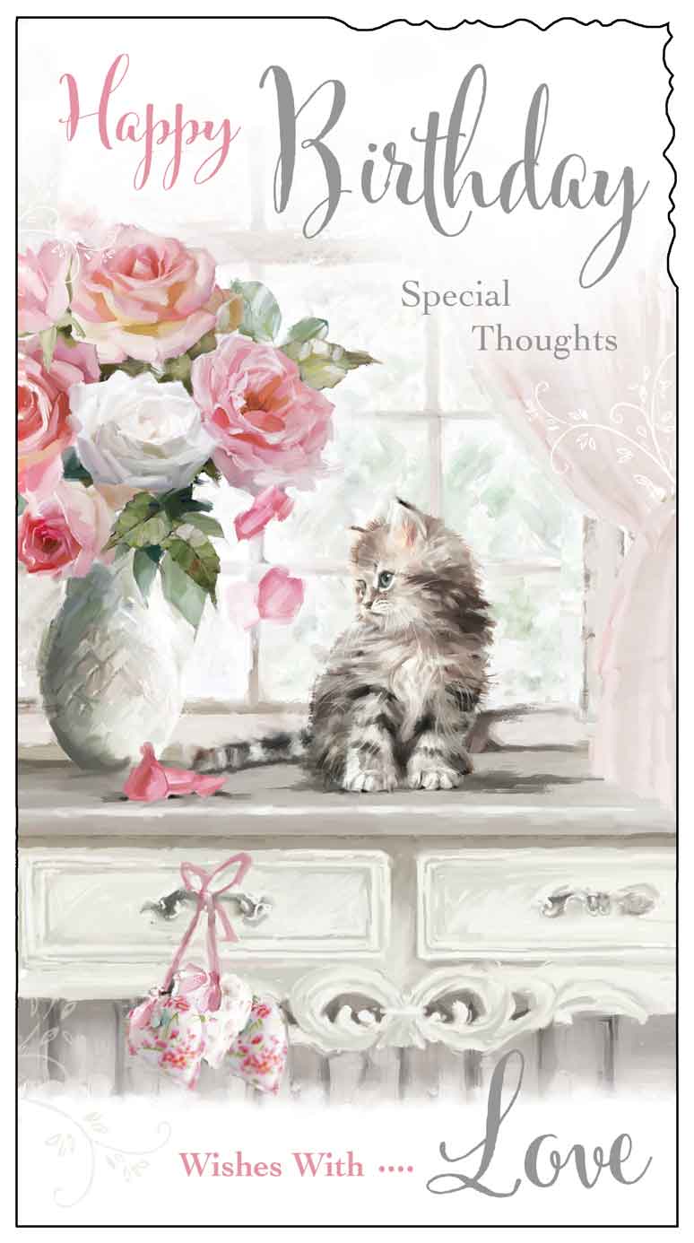 Birthday Card - Cute Kitty On A Dresser
