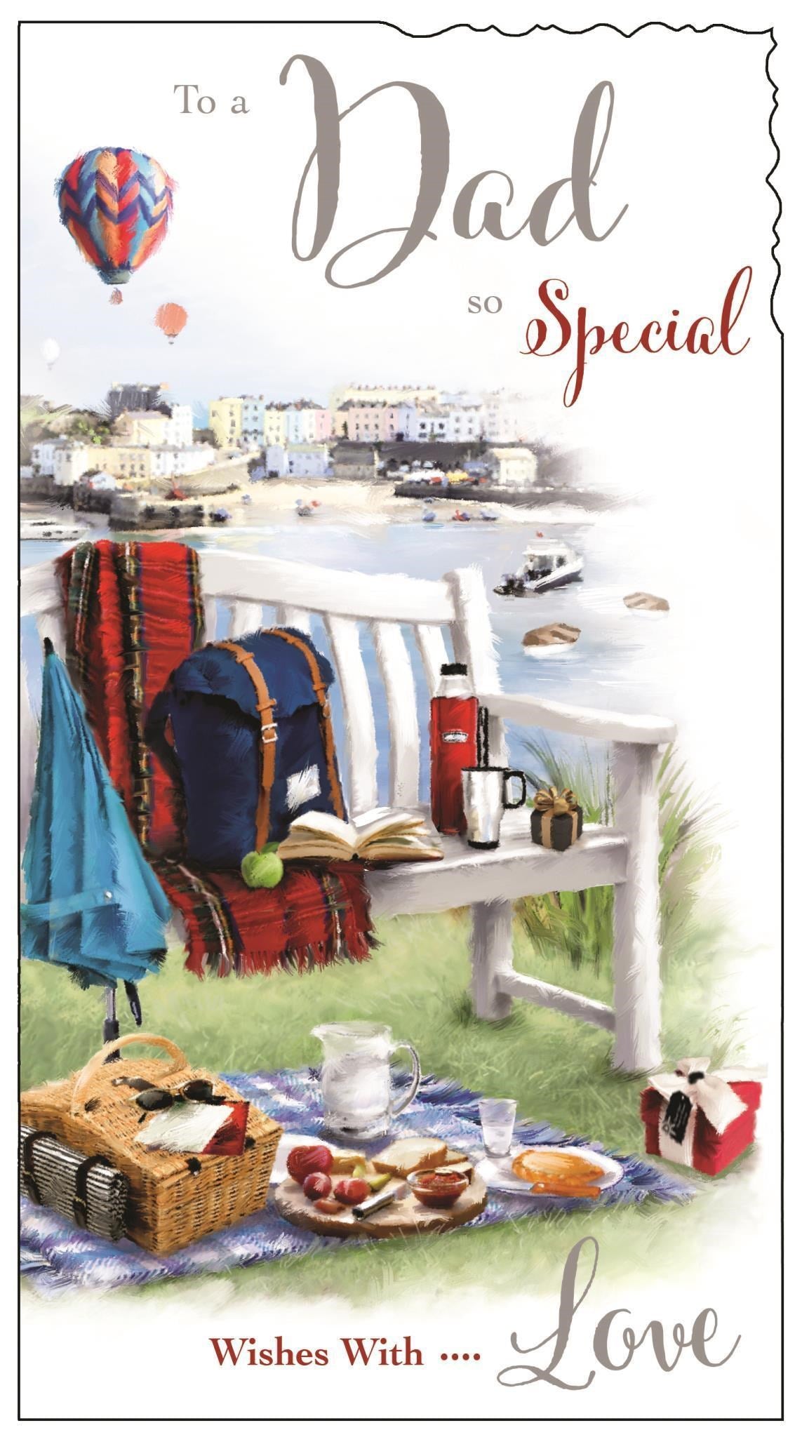 Dad Birthday Card - A Picnic by the Ocean Basin