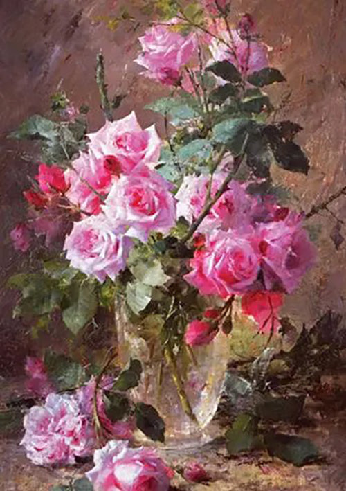 Birthday Card - A Still Life Of Pink Roses 