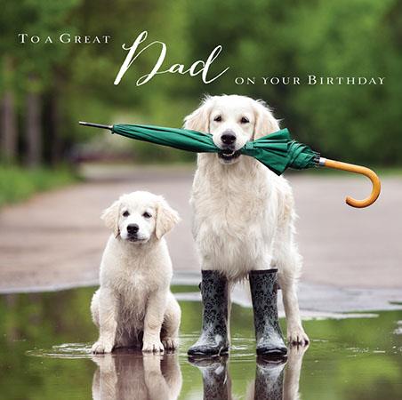 Dad Birthday Card - Golden Retriever To The Rescue