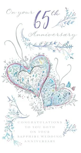 65th Wedding Anniversary Card - Precious Blue Sapphire