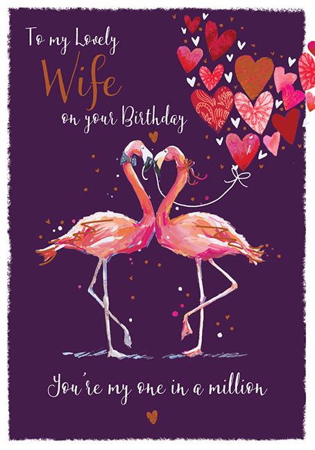 Wife Birthday Card - Flamingo Love
