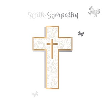 Hand-Finished Sympathy Card - Golden Cross 