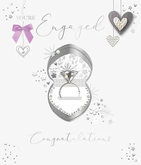 Engagement Card - A Ring Surrounded by Hearts
