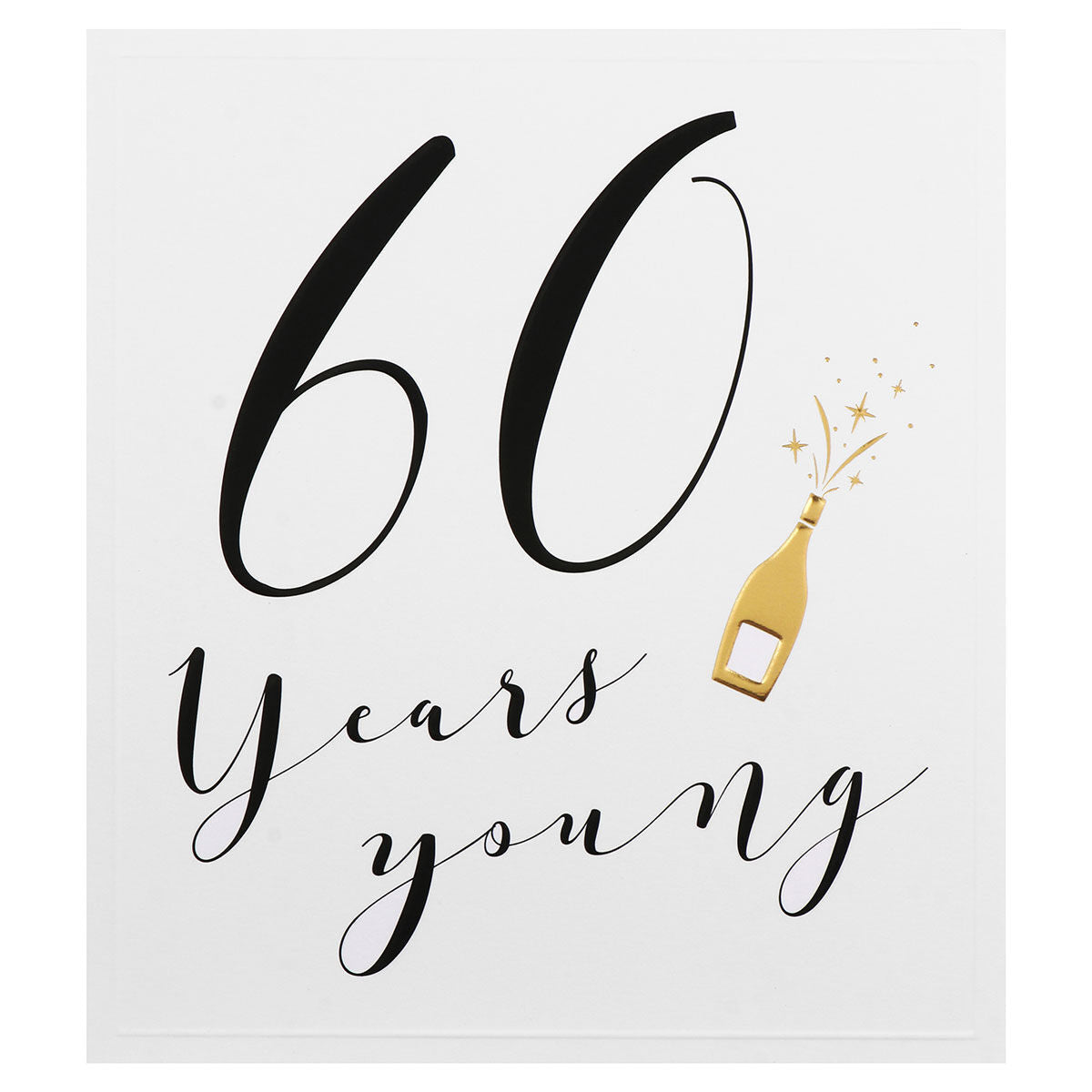 60th Birthday Card - No Frills Golden Champagne Popping