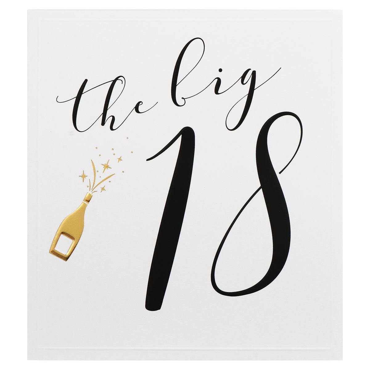 18th Birthday Card - No Frills Golden Champagne Popping