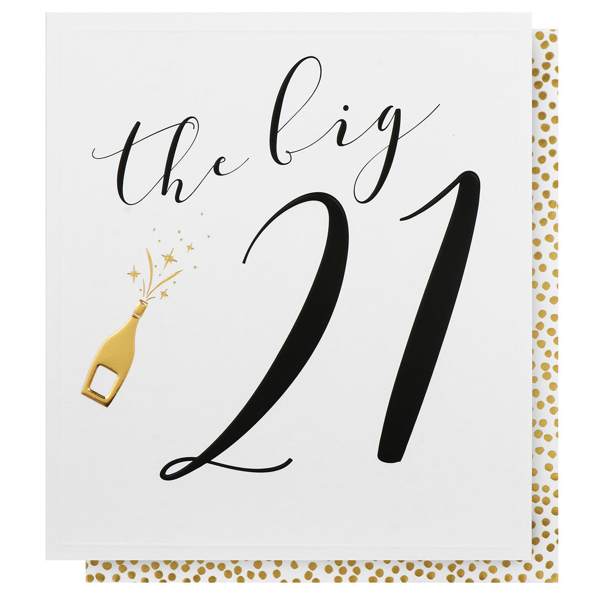 21st Birthday Card - No Frills Golden Champagne Popping