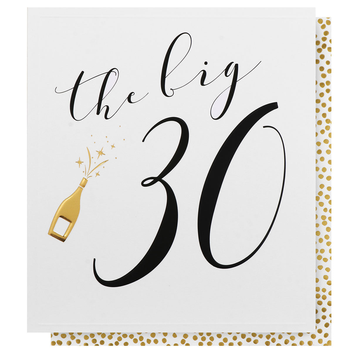 30th Birthday Card - No Frills Golden Champagne Popping