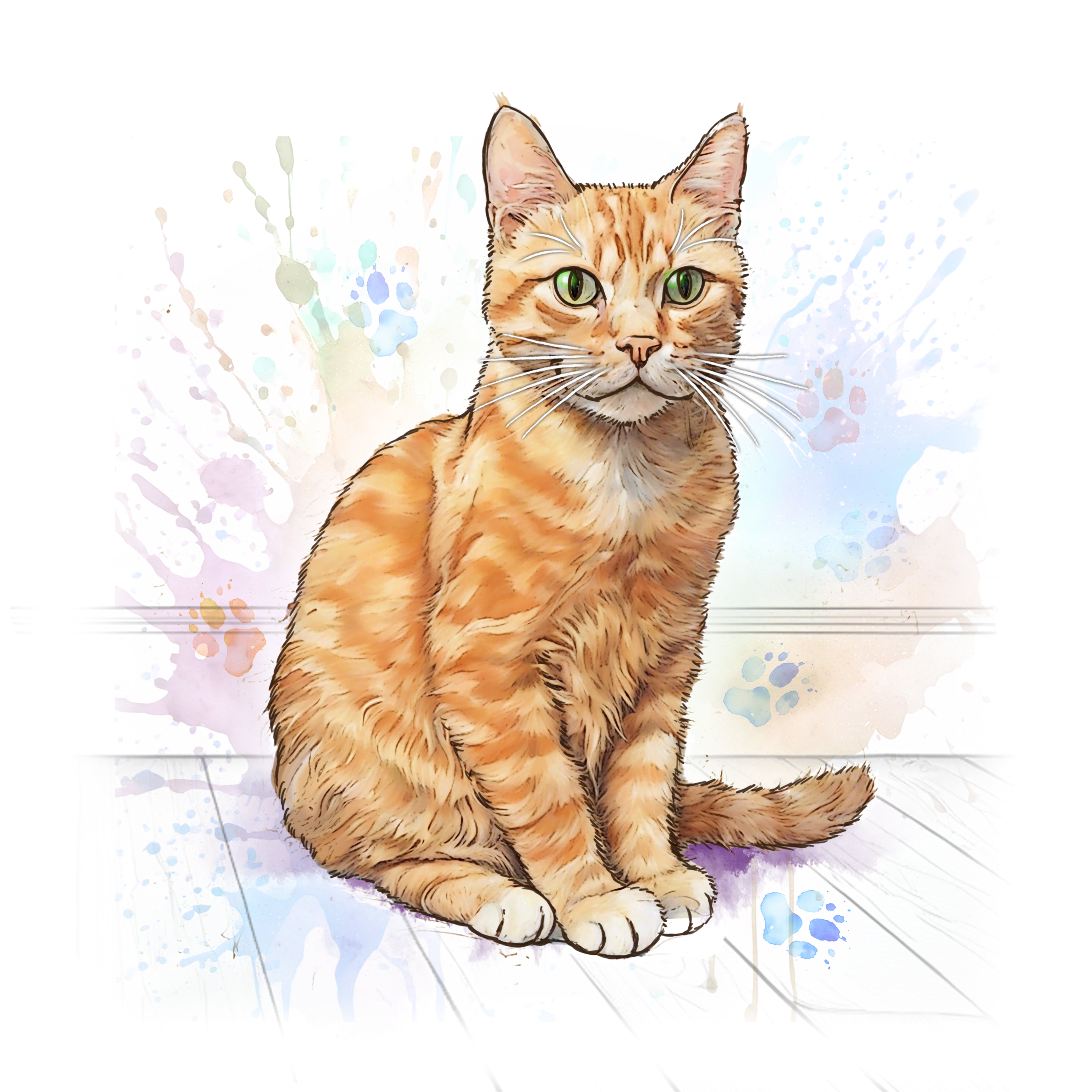 Art of Arora Ginger Cat – Ceramistone Tile 20 x 20