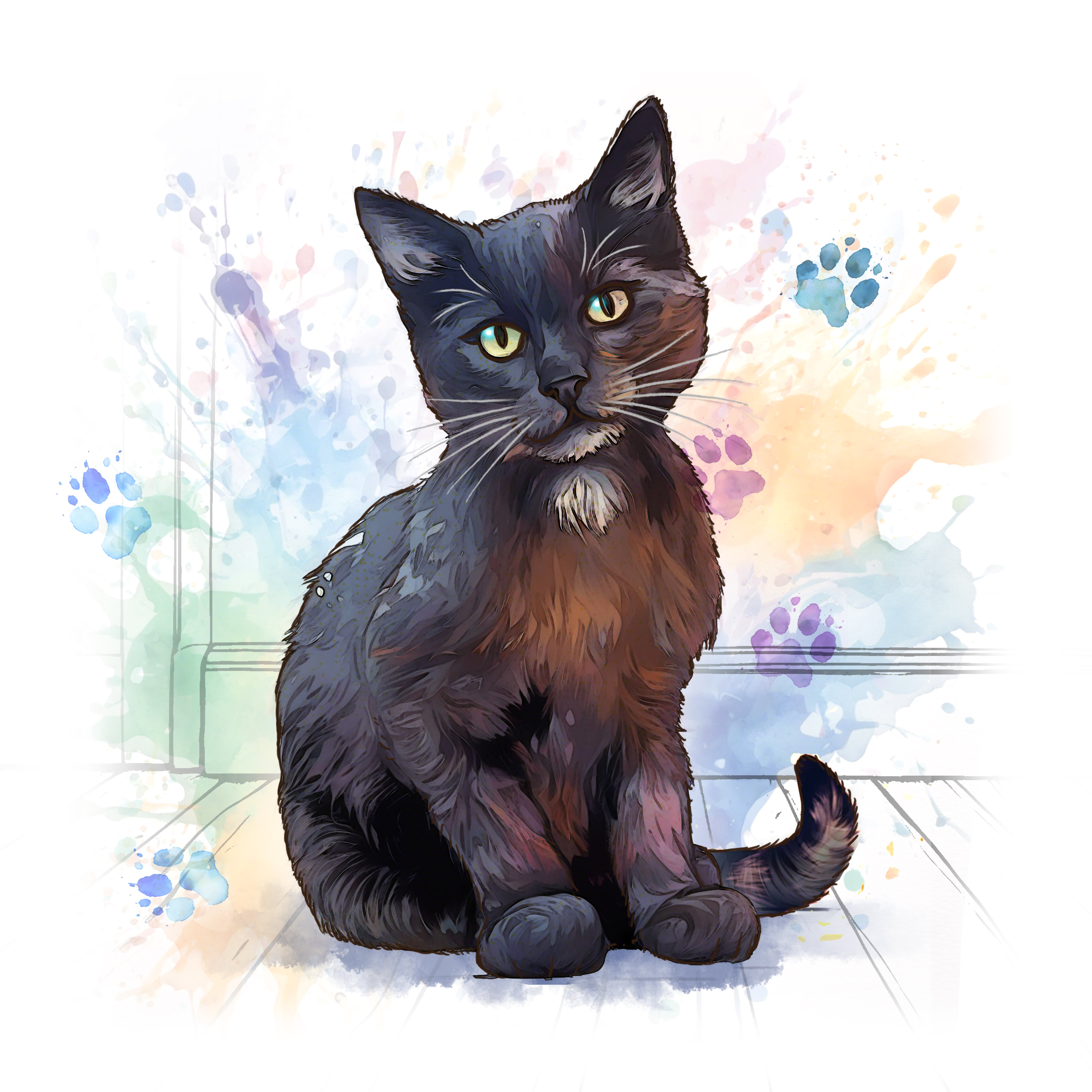 Art of Arora Black Cat – Ceramistone Tile 20 x 20