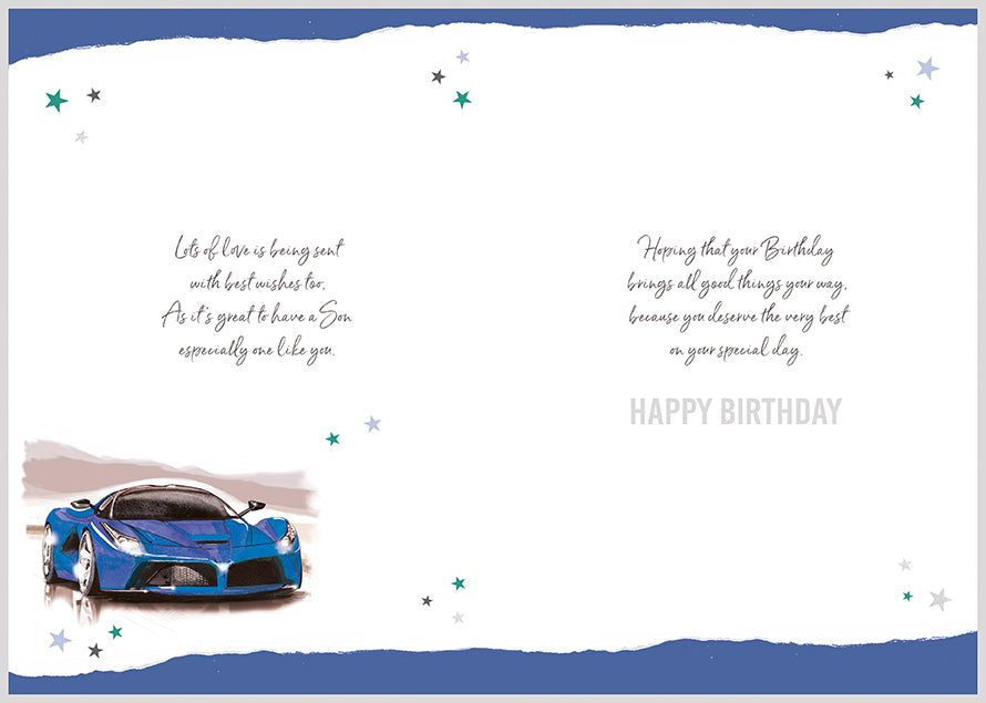 Son Birthday Card - Blue Ferrari LaFerrari