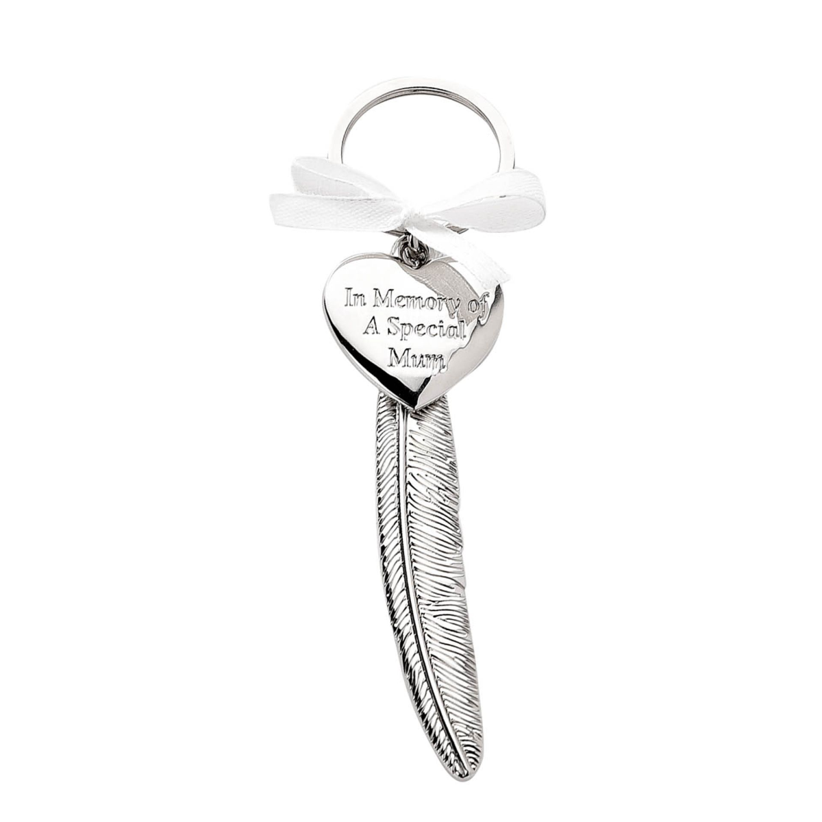 Engravable Silverplated Feather Heart Plaque "Memory of Mum"