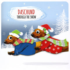 Humour Christmas Card - Daschund Through The Snow