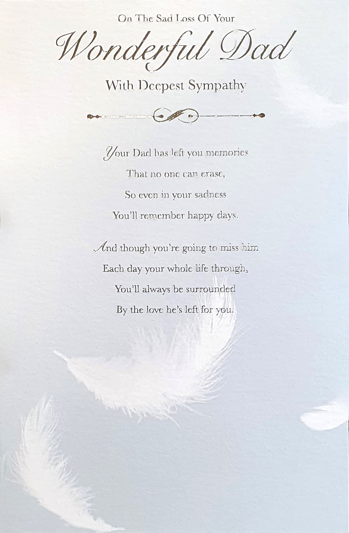 Sympathy Card - On The Sad Loss Of Your Wonderful Dad