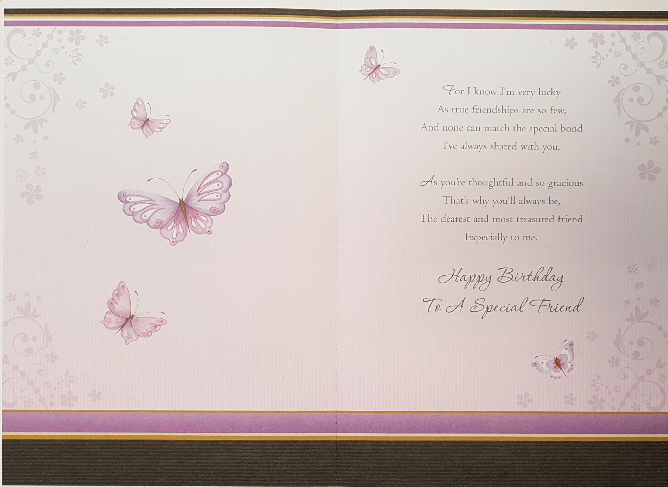 Friend Birthday Card - Pink Butterflies