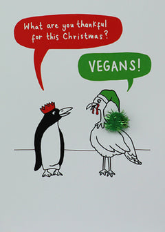 Vegans What are you Thankful for this Humour Christmas Card