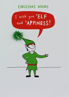 I Wish you 'Elf and 'Appiness! Humour Christmas Card