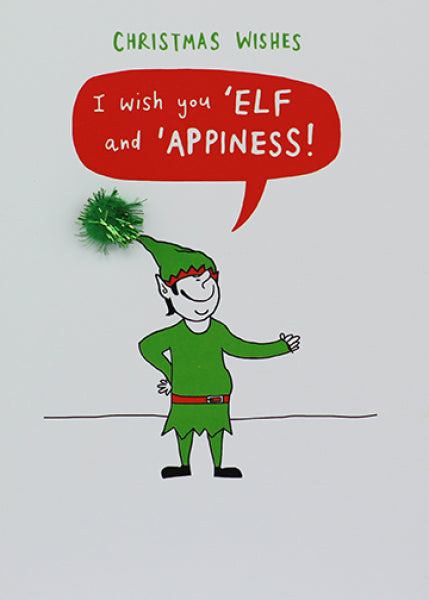 I Wish you 'Elf and 'Appiness! Humour Christmas Card