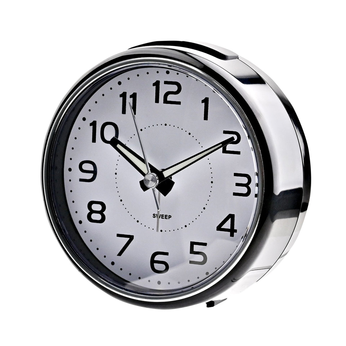 Hometime  Alarm Clock Round with Illuminated Button - Black Case