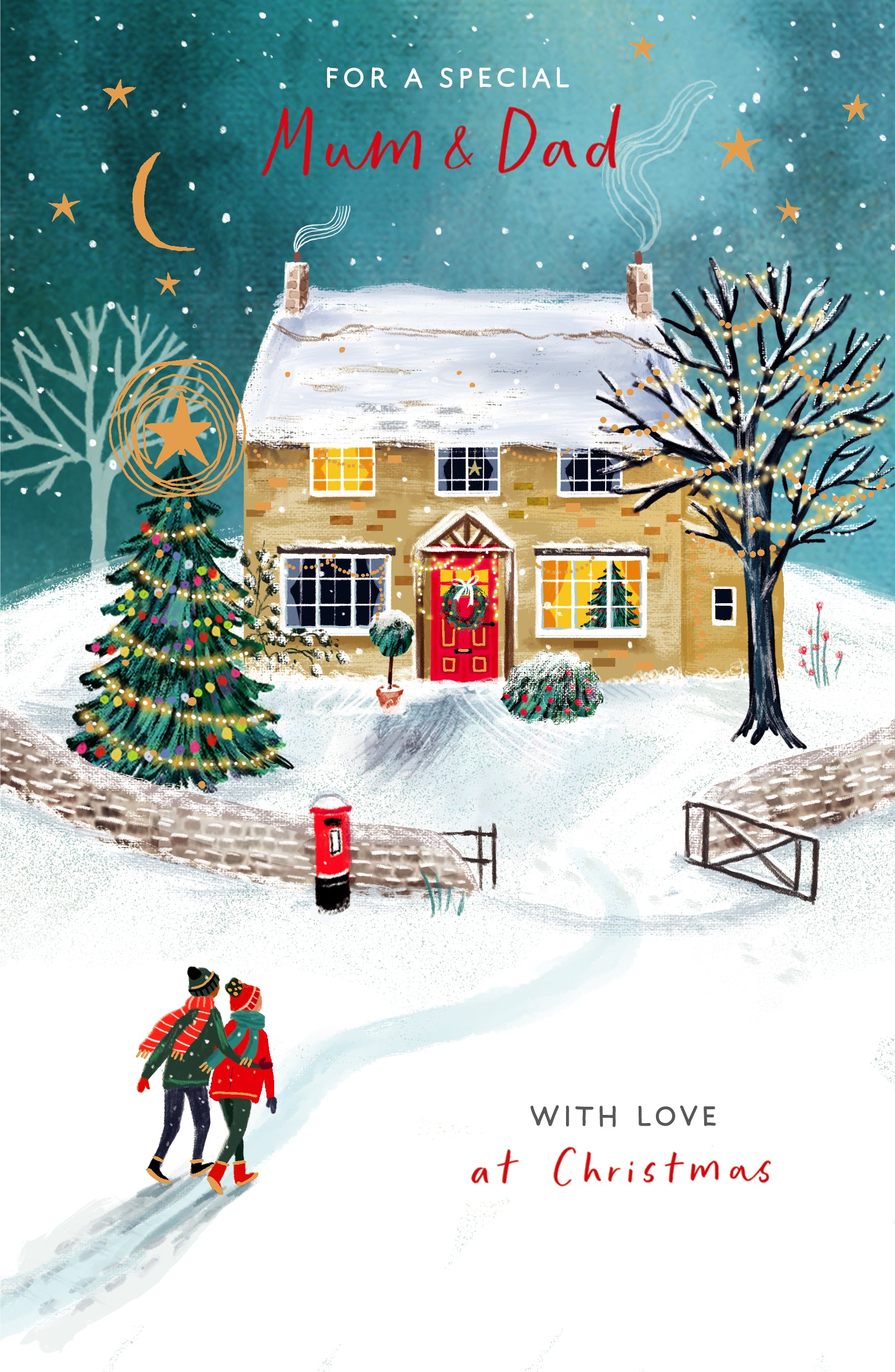 Mum & Dad Christmas Card - Snow Walks