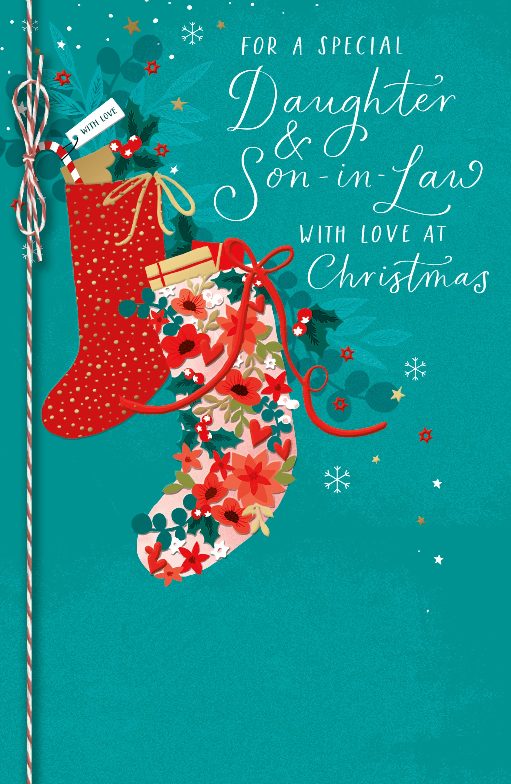 Daughter & Son-in-Law Christmas Card - Stockings Brimmed to the Top