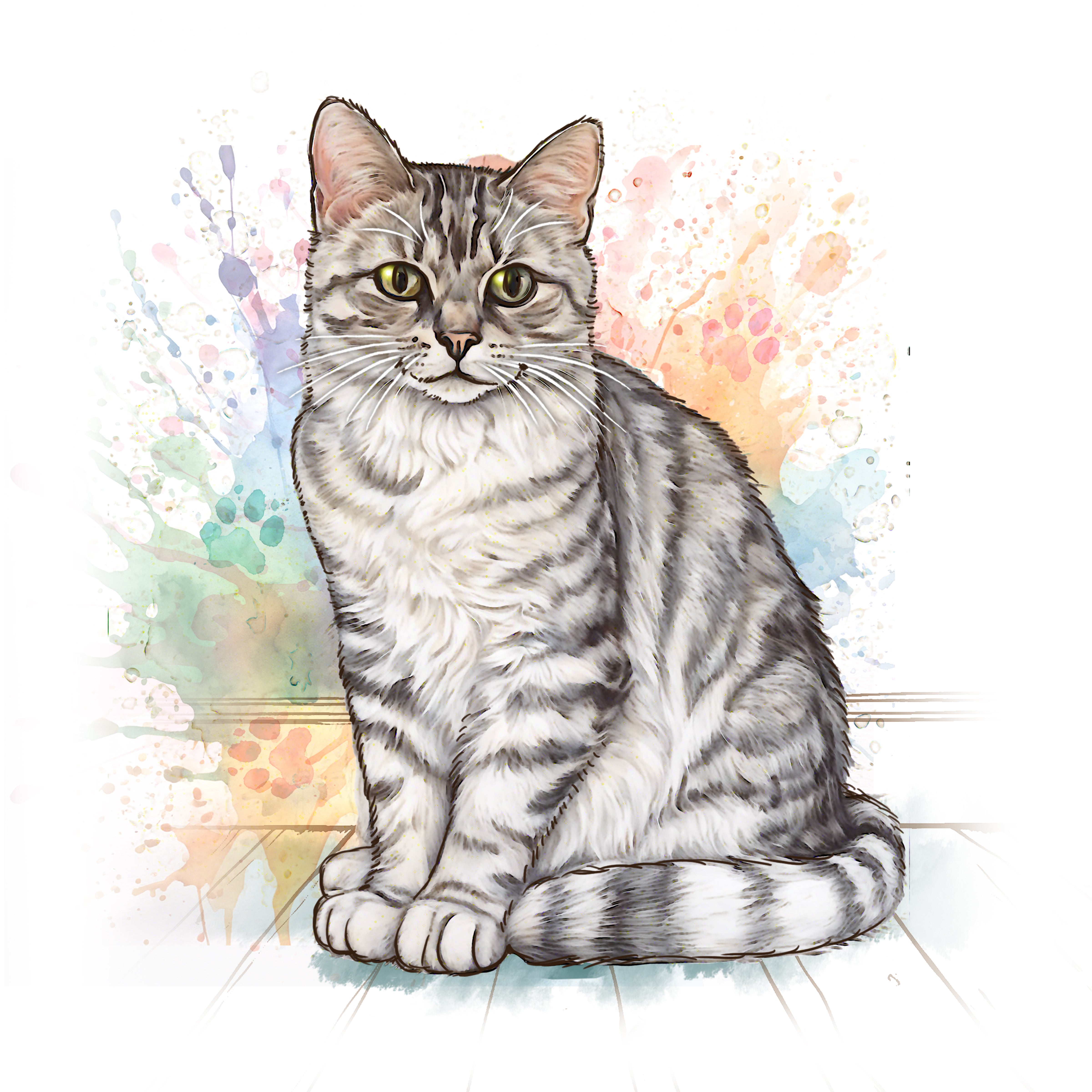 Art of Arora Silver Tabby Cat – Ceramistone Tile 20 x 20