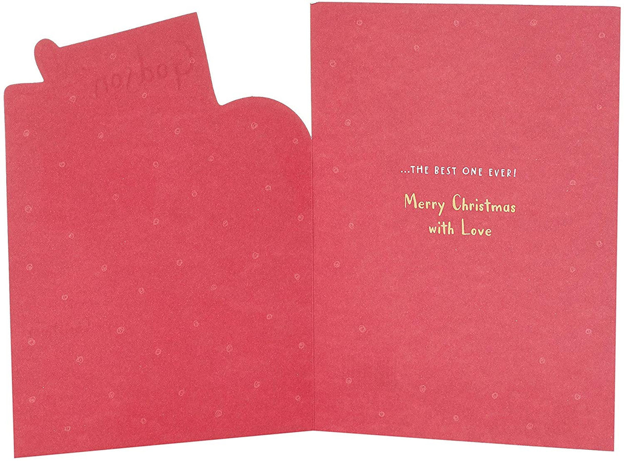 Godson Christmas Card - Adorable Bear with Christmas Gifts