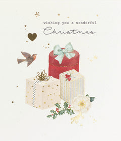 Wishing you a Wonderful Christmas Card - Gifts Boxs