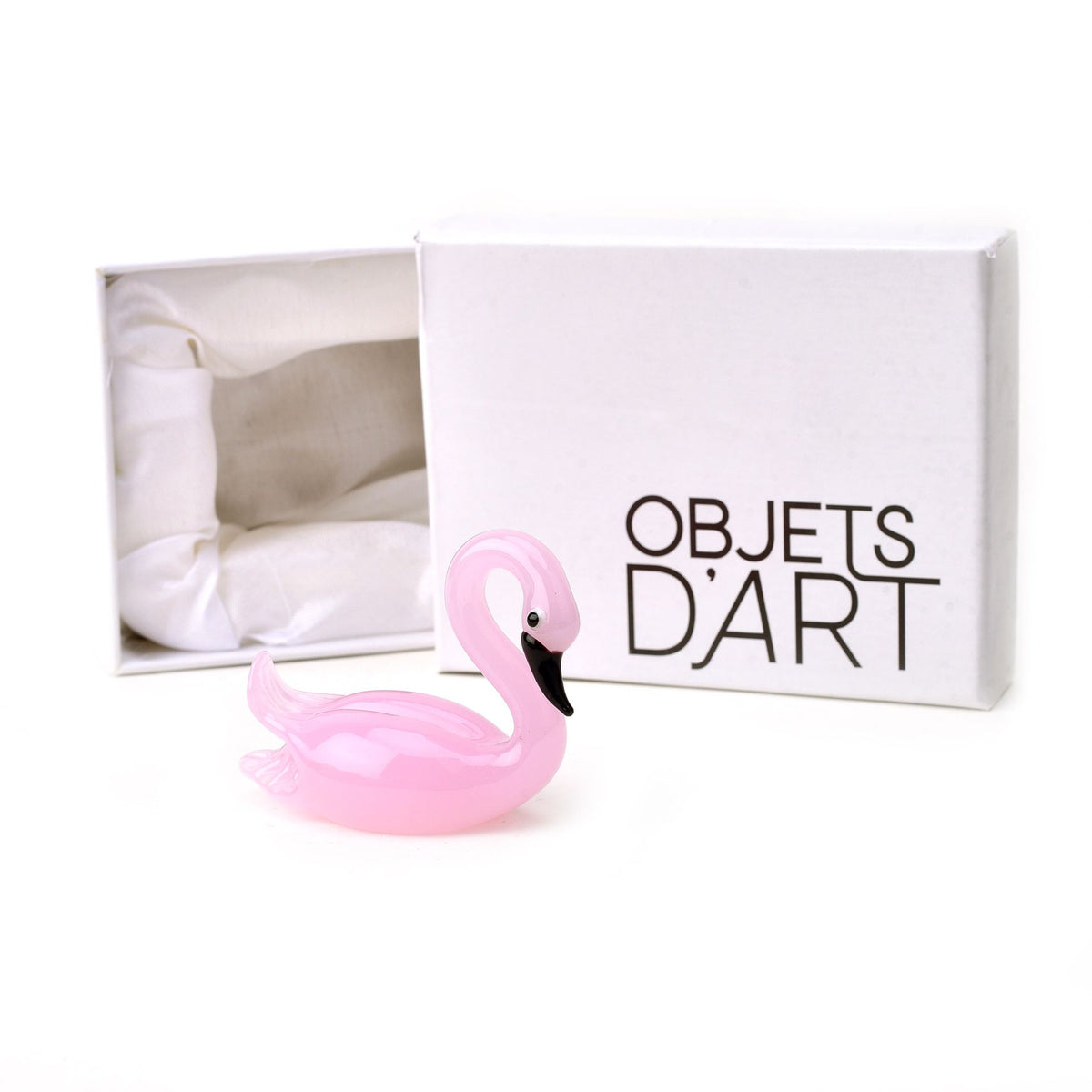 Objets d'art Miniature Glass Figurine - Pink Swan