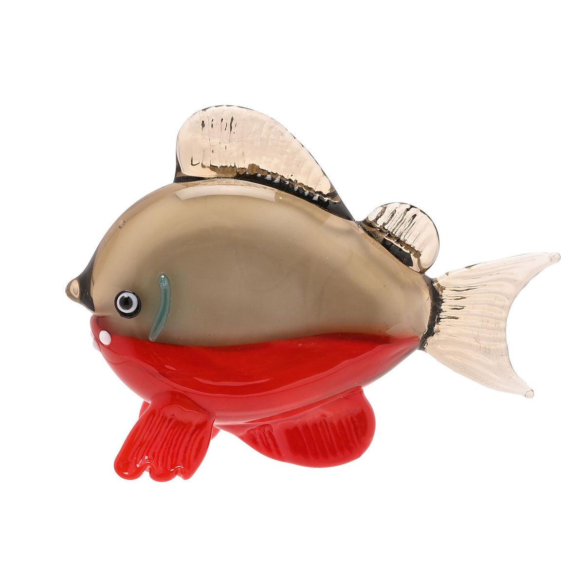 Objets d'art Miniature Glass Figurine - Grey & Orange Fish