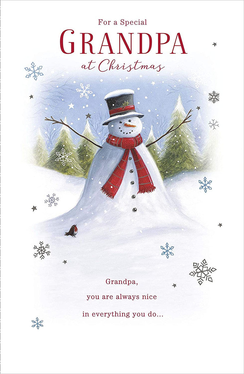Santa and Snowman Grandpa Christmas Card