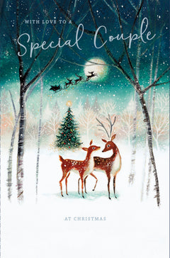 Special Couple Christmas Card - Winter Forrest Silhouette