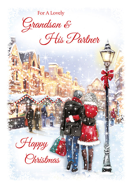 For A Lovely Grandson & His Partner Christmas Card