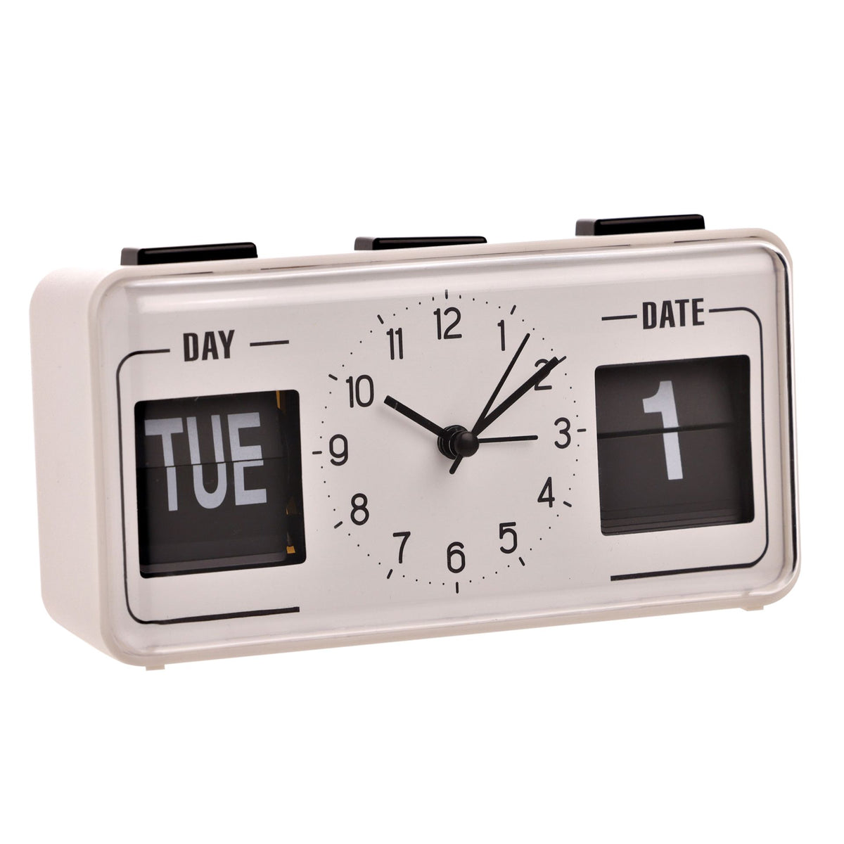 Hometime Calendar Alarm Clock - White & Black
