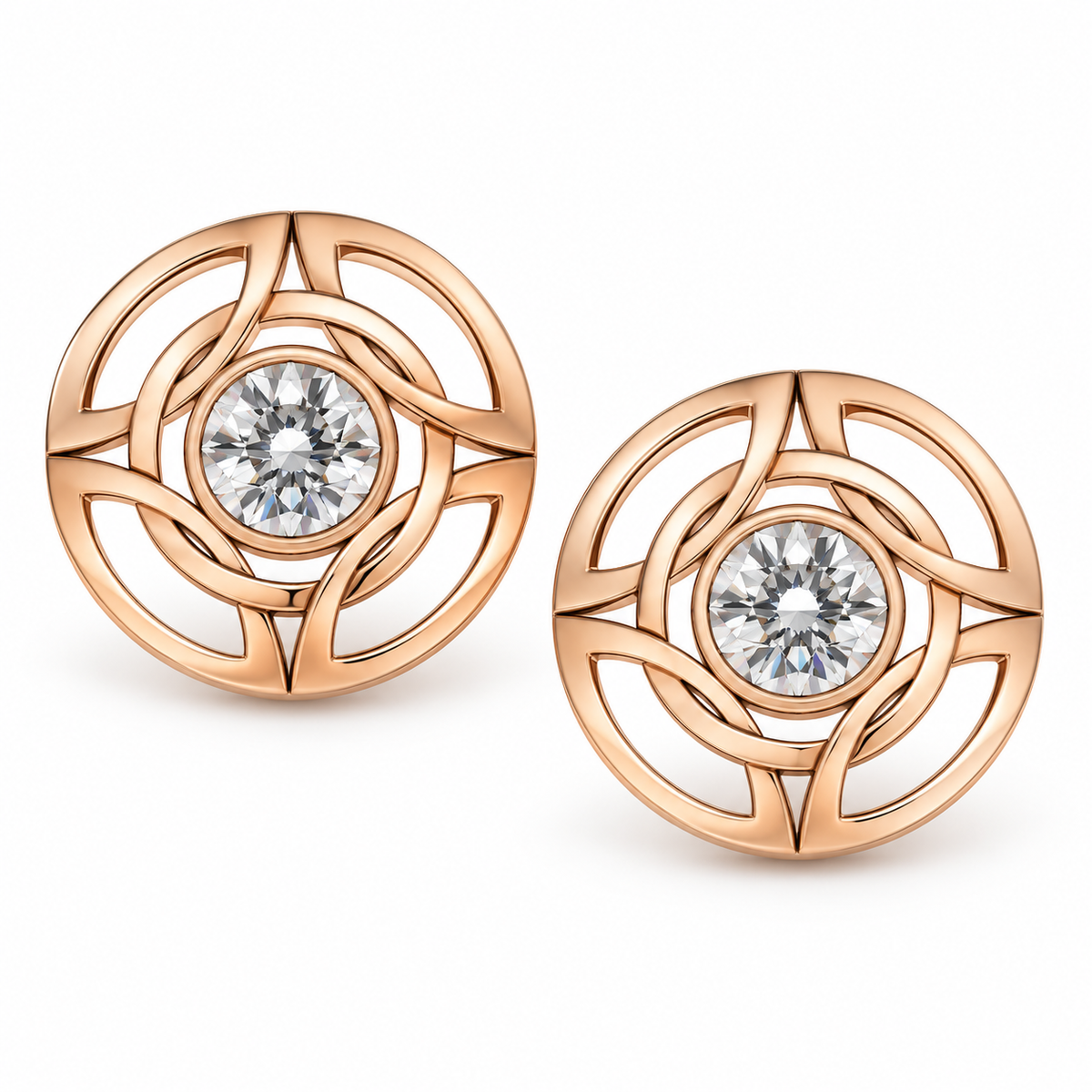 Eternal Embrace Lab-Grown Diamond Stud Earrings in 14ct Gold-Plated Sterling Silver