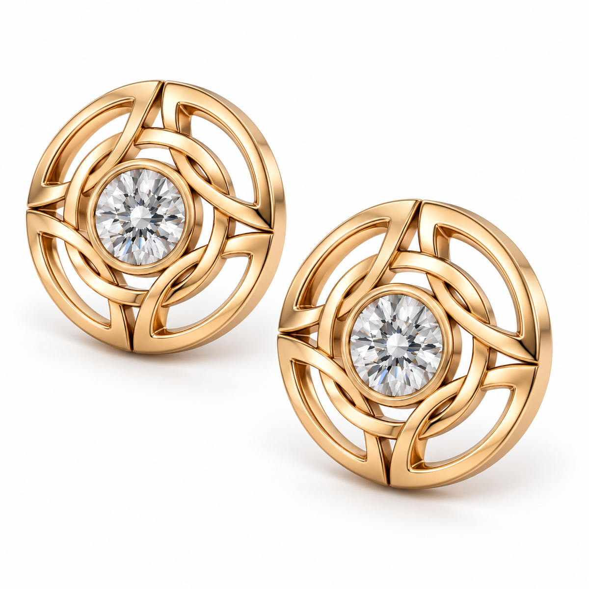 Eternal Embrace Lab-Grown Diamond Stud Earrings in 14ct Gold-Plated Sterling Silver