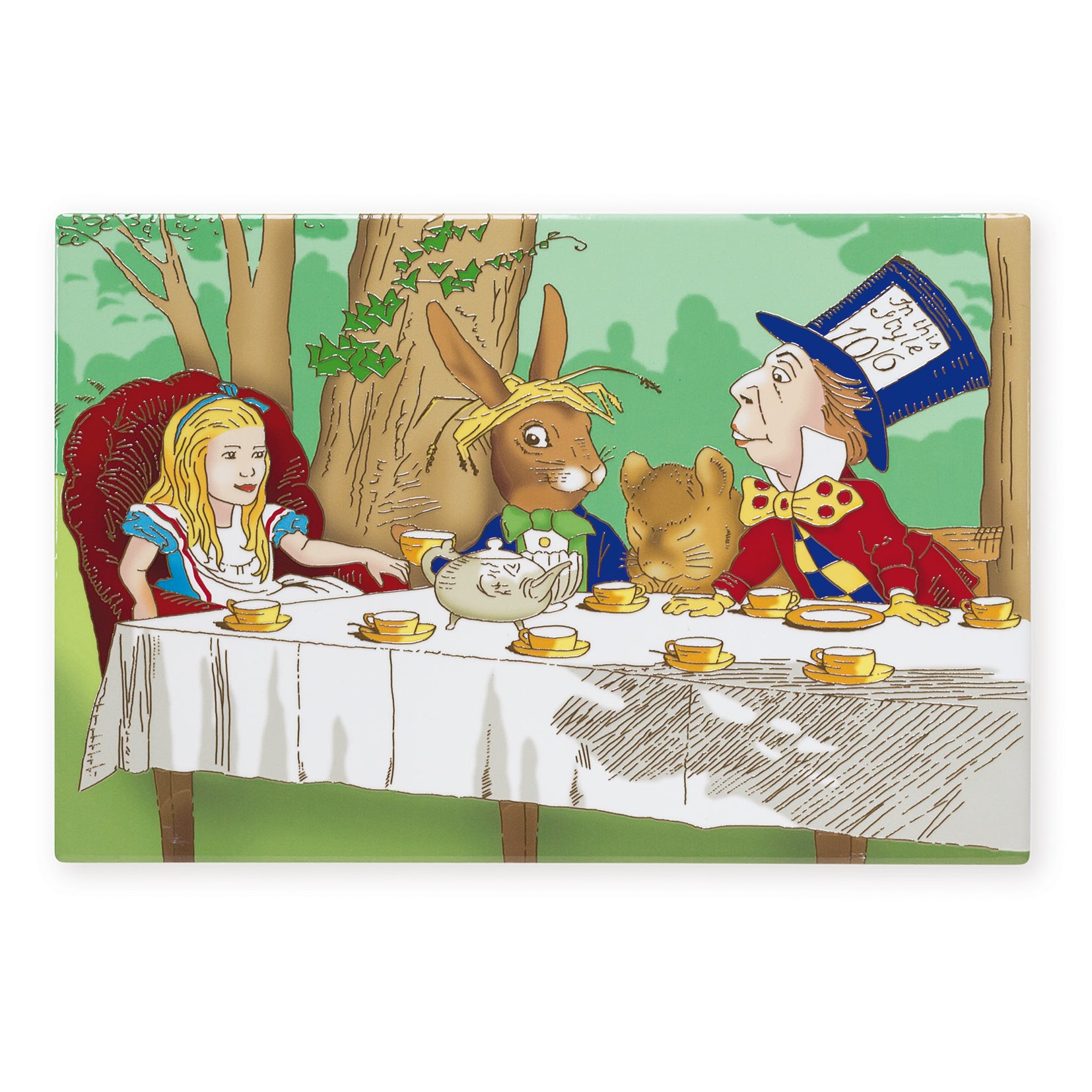 Art of Arora Alice in Wonderland White Rabbit Large Tile