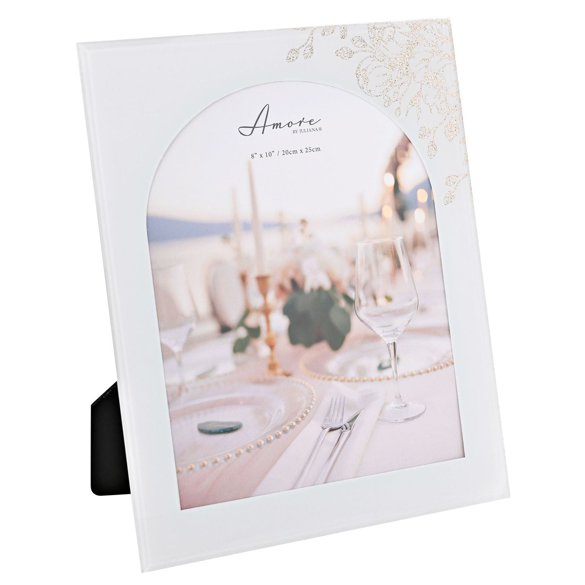 Amore White Floral Glass Arch Photo Frame 8" x 10"