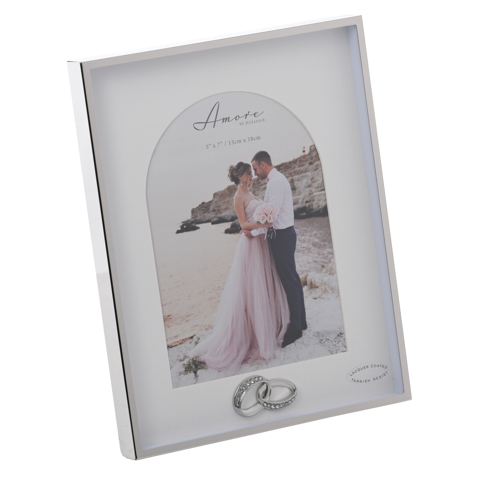 Amore Box  Arch Photo Frame With Rings 5" x 7"