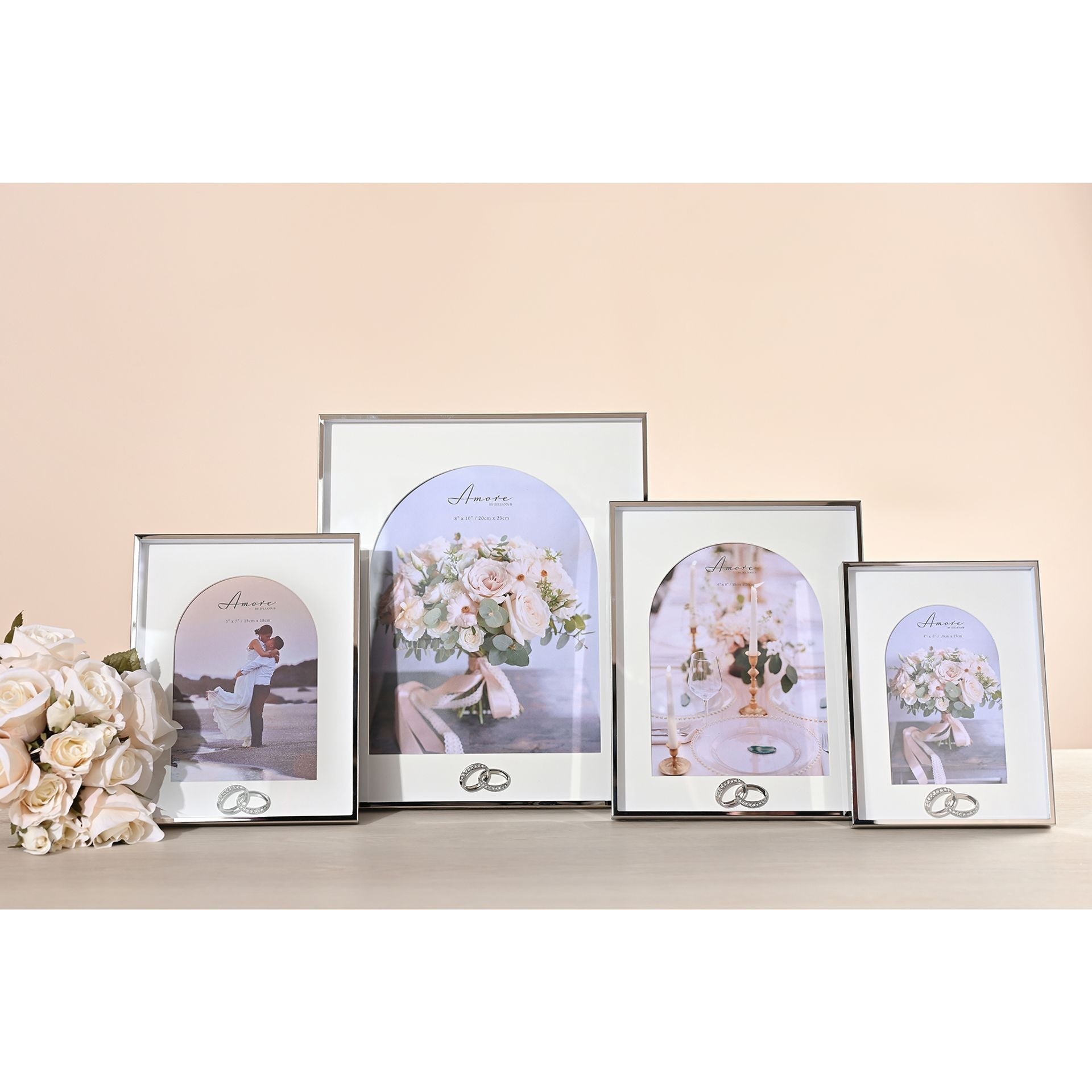 Amore Box  Arch Photo Frame With Rings 5" x 7"