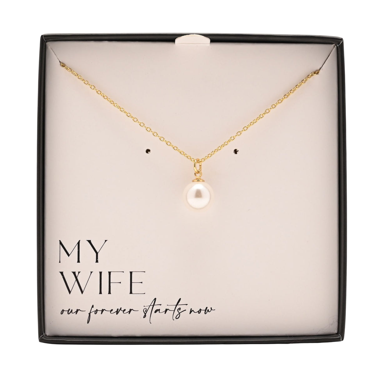 Amore Gold Plated Necklace Faux Pearl - My Wife