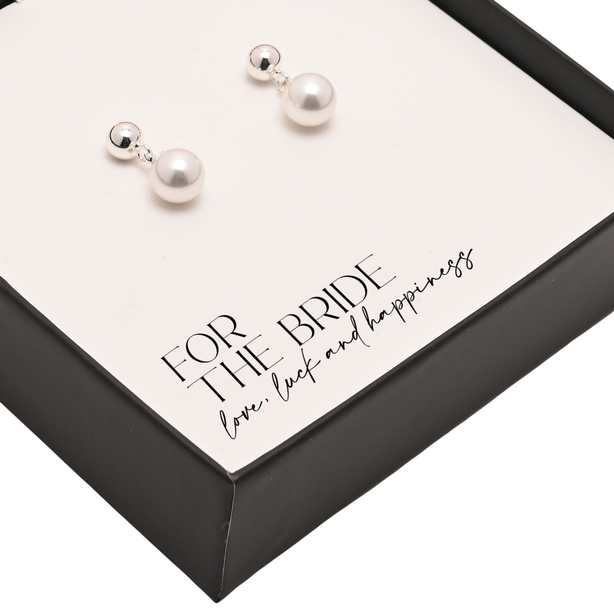 Amore Silver Plated Earrings Faux Pearl - Bride